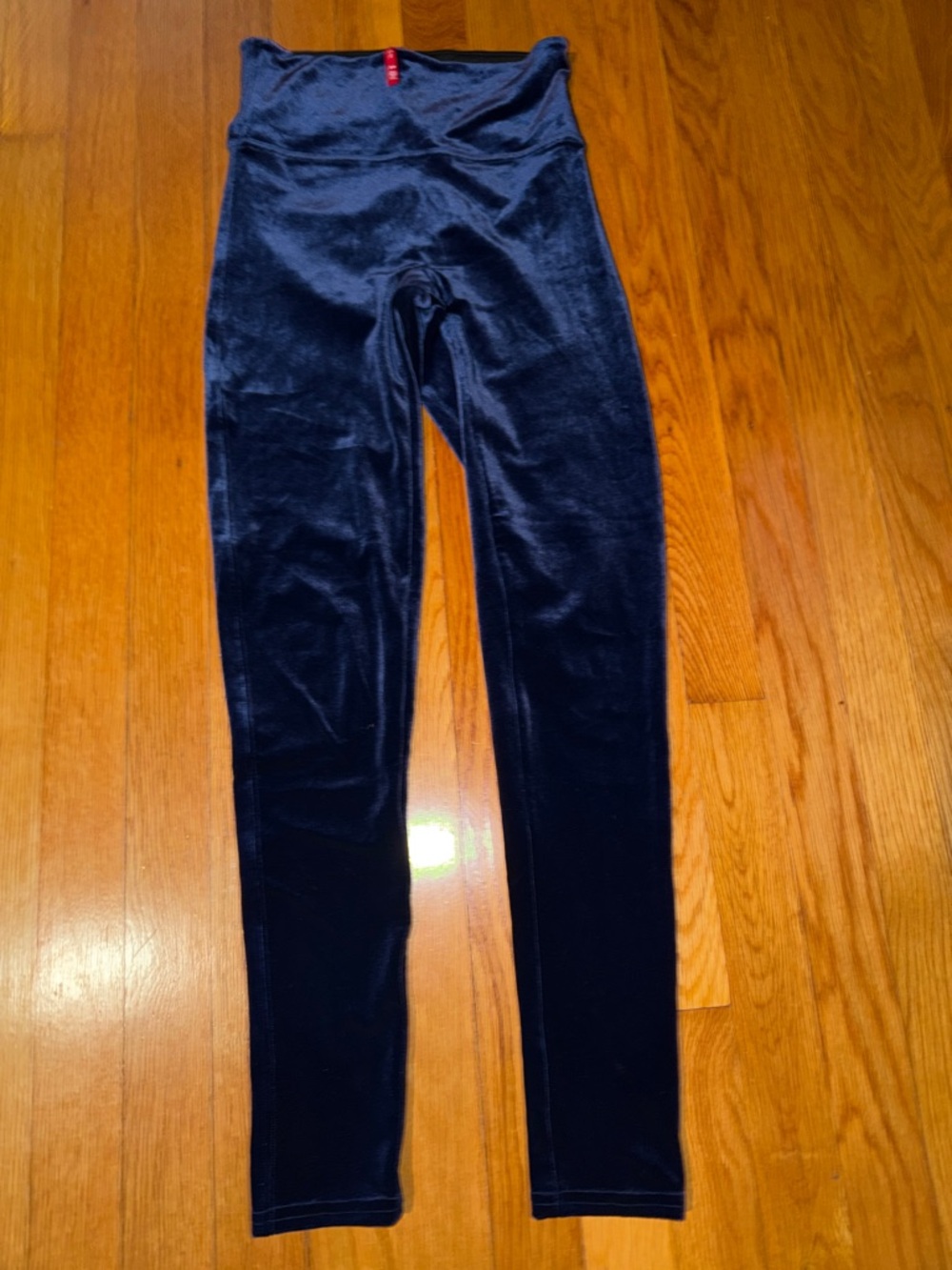 SPANX Navy Blue Velvet High-Waist Leggings